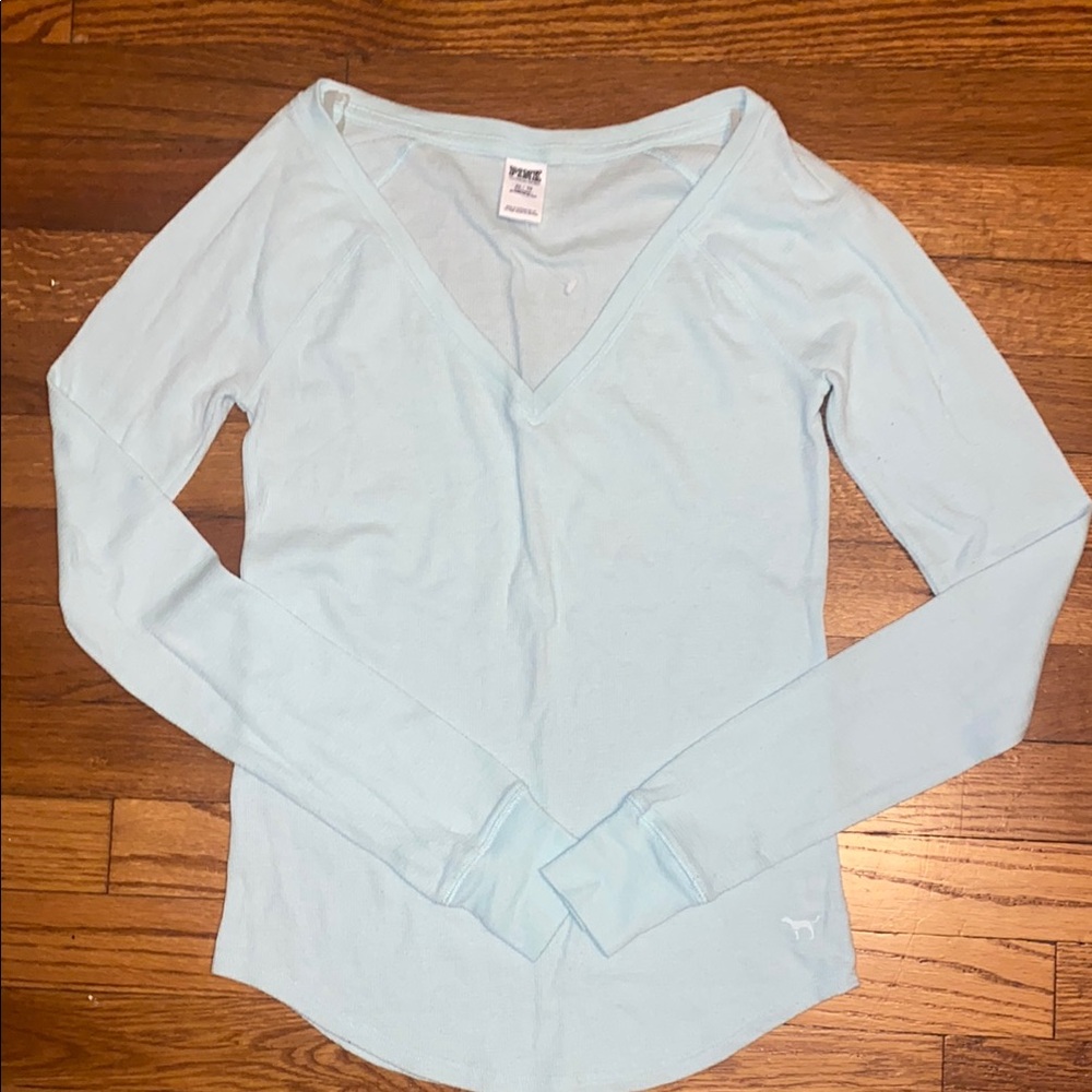 Victoria's Secret Light Blue V-Neck Long Sleeve Top
